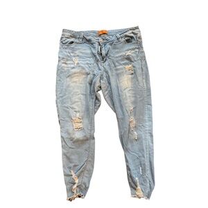 Wax Jean Blue Skinny Jeans Distressed Vintage-Inspired
